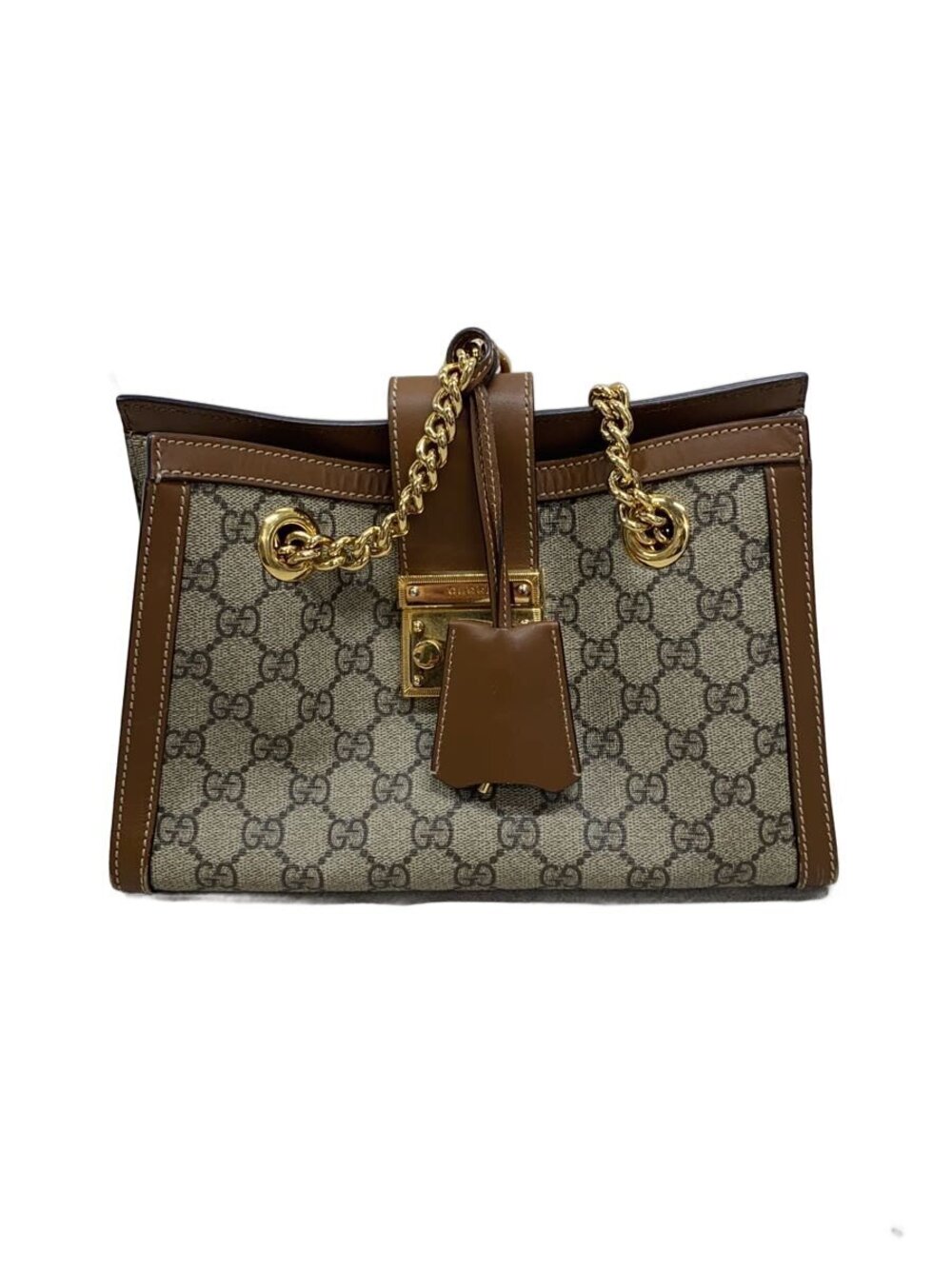 Gucci Padlock GG Supreme Tote Bag iconic beige ebony canvas brown leather